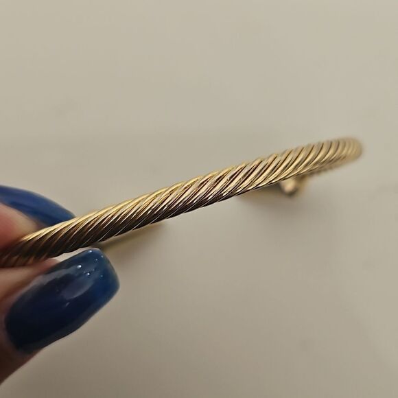 Gold Twisted Open Cuff Bracelet - Picture 10 of 16